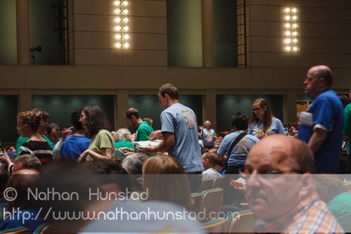 Handing out literature at the 2013 Minneapolis DFL Convention